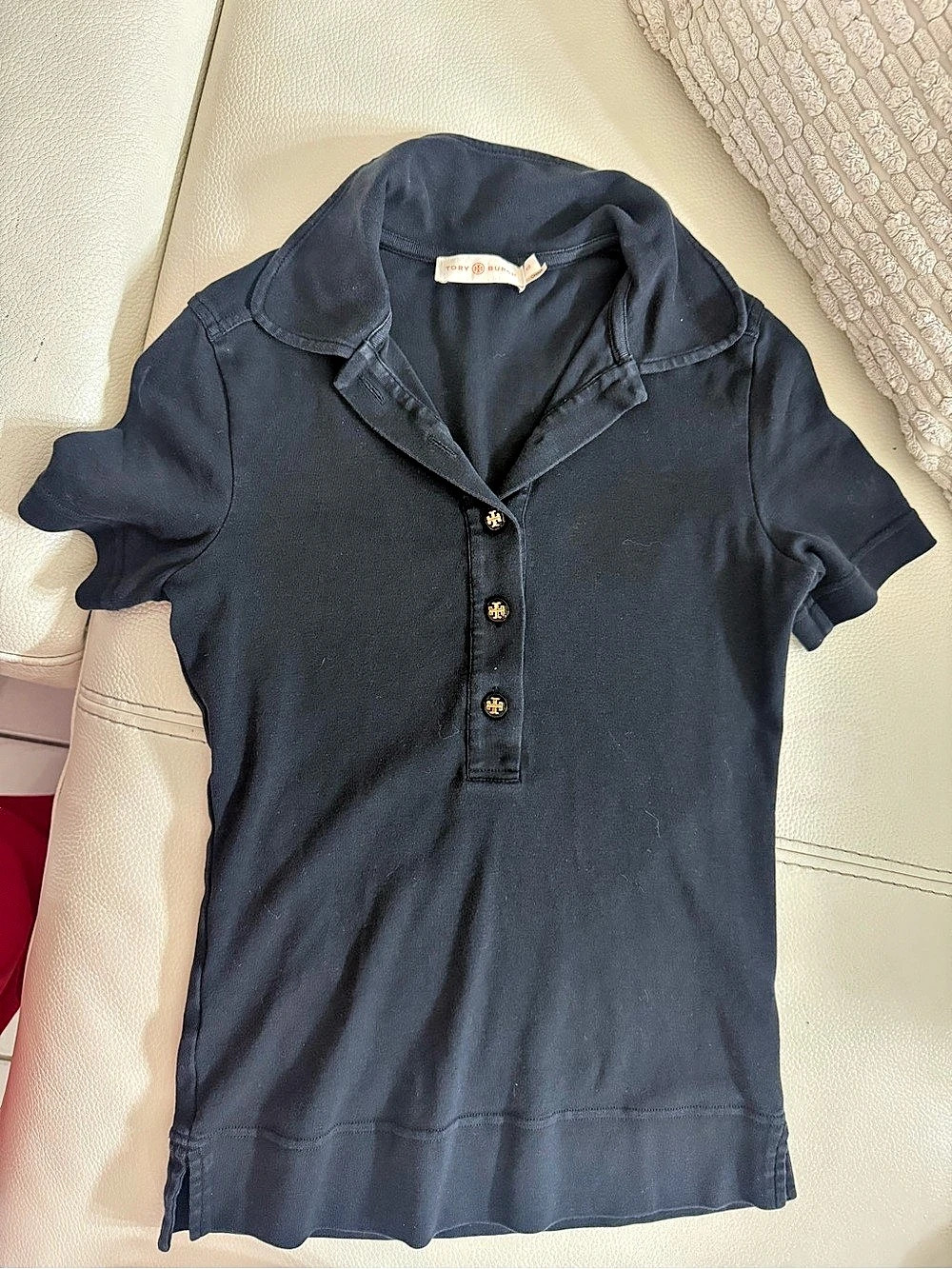 Tory Burch Short Sleeve Polo in Black Size XS